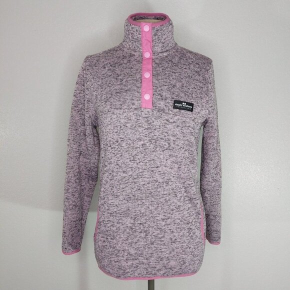 Simply Southern Tops - Simply Southern Womens Medium Pullover Pink Heather Fleece Sweatshirt 1/4 Snap